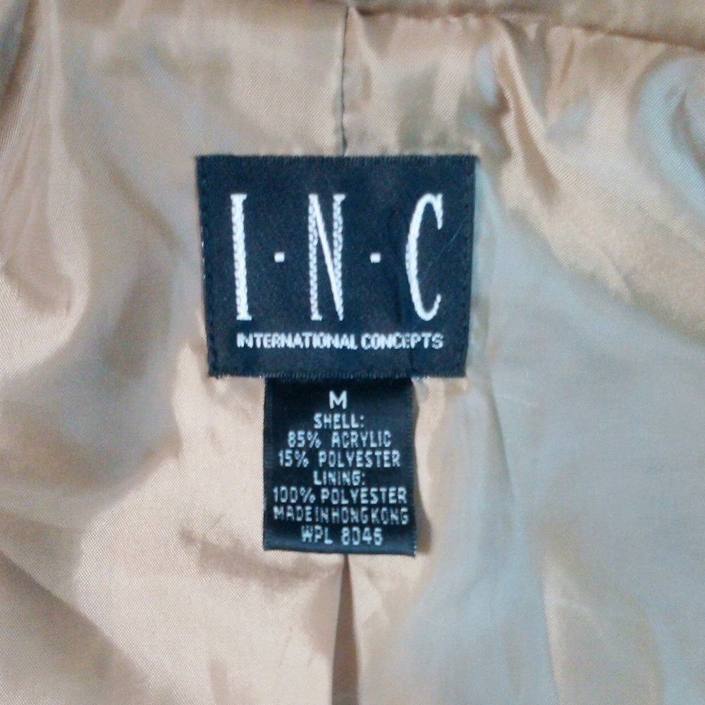 INC Faux Fur Vest M Tan Lined Vintage 90s Mob Wife Ski Hollywood Glam Layering - Picture 5 of 7
